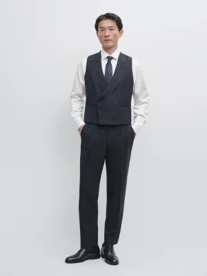 Kamizelka Garniturowa Z Chłodnej Wełny - Granatowy - Massimo Dutti - Male
