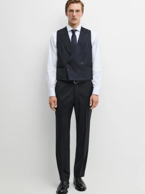 Kamizelka Garniturowa Z Chłodnej Wełny - Granatowy - Massimo Dutti - Male