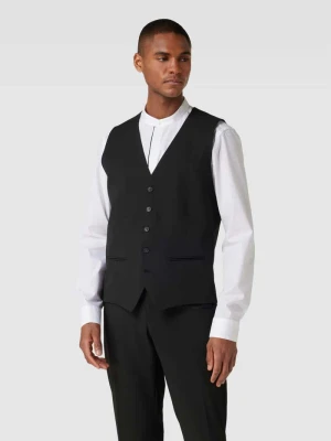 Kamizelka garniturowa z lamowanymi kieszeniami model ‘LIAM’ Selected Czarny