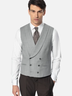 KAMIZELKA GIRADA SLIM FIT SZARA DWURZĘDOWA Z WEŁNĄ Recman