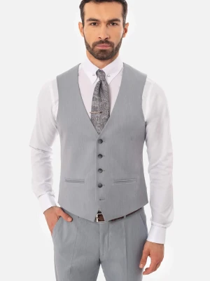 KAMIZELKA GRISOLIA SLIM FIT NIEBIESKA JEDNORZĘDOWA Recman