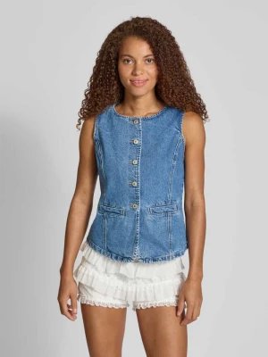 Kamizelka jeansowa o kroju shaped fit z czystej bawełny z golfem Only