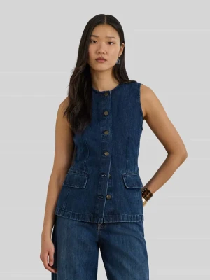 Kamizelka jeansowa o kroju slim fit z mieszanki bawełny i lyocellu Lauren Ralph Lauren