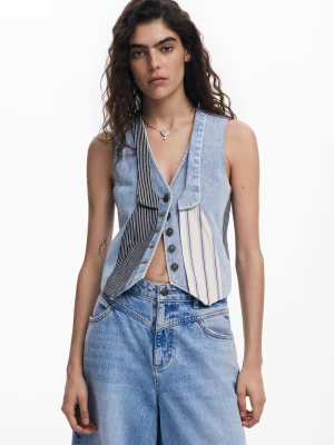 Kamizelka jeansowa patchwork Desigual