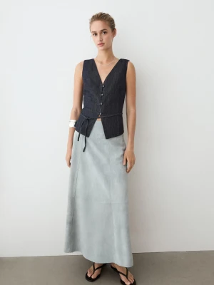 Kamizelka Jeansowa Total Look - Ciemnoniebieski - Massimo Dutti - Female
