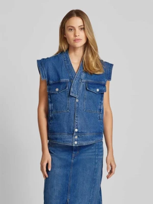 Kamizelka jeansowa z kieszeniami na piersi Lollys Laundry Jeansowy niebieski