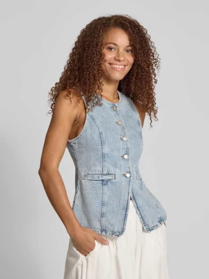 Kamizelka jeansowa z kieszeniami z wypustką model ‘Lyla’ EDITED