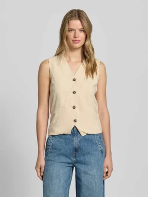 Kamizelka lniana o kroju regular fit z mieszanki wiskozy i lyocellu model ‘STELLA’ Pepe Jeans Złamany biały
