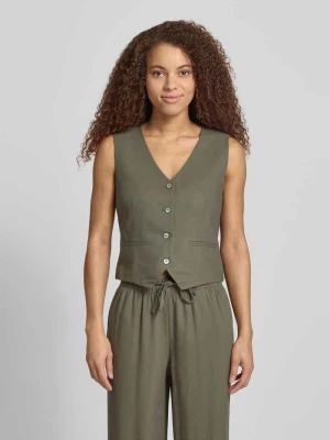 Kamizelka lniana o kroju regular fit z taśmą do wiązania model 'GOA' Only