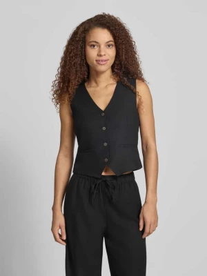 Kamizelka lniana o kroju regular fit z taśmą do wiązania model 'GOA' Only