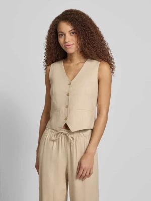 Kamizelka lniana o kroju regular fit z taśmą do wiązania model 'GOA' Only