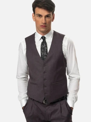 KAMIZELKA MALIANO SLIM FIT FIOLETOWA JEDNORZĘDOWA Z WEŁNY Recman