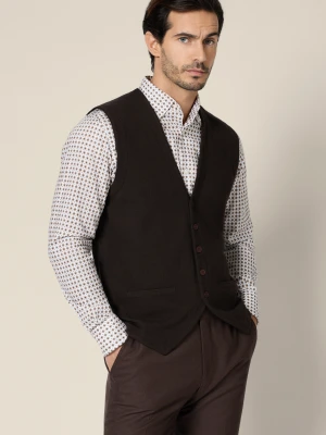 Kamizelka Męska Brązowa z Wiskozą Lior Lancerto