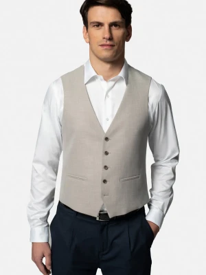 KAMIZELKA MOLARA SLIM FIT BEŻOWA JEDNORZĘDOWA Recman