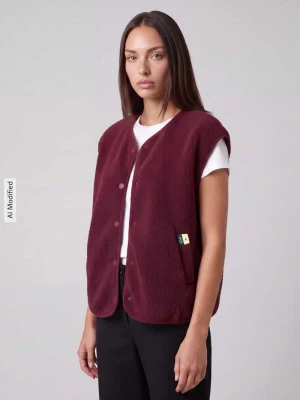 kamizelka o kroju regular fit z bocznymi wpuszczanymi kieszeniami model 'KATTY' Pieces Bordowy