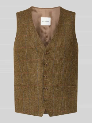 Kamizelka o kroju regular fit z czystej wiskozy z kieszeniami z lamówką Roy Robson Khaki