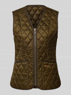 kamizelka o kroju regular fit z dekoltem w serek model 'BETTY' Barbour Oliwkowy