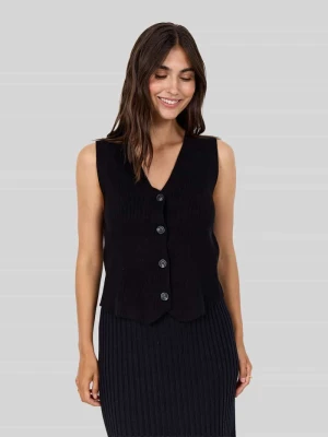 kamizelka o kroju regular fit z mieszanki wiskozy model 'KANITA' Soyaconcept Czarny