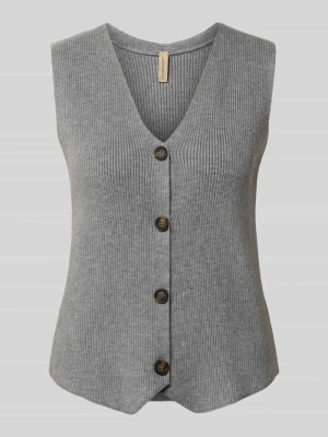 kamizelka o kroju regular fit z mieszanki wiskozy model 'KANITA' Soyaconcept Średnioszary melanż
