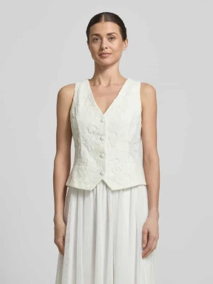 Kamizelka o kroju regular fit z obszyciem koronką V by Vera Mont