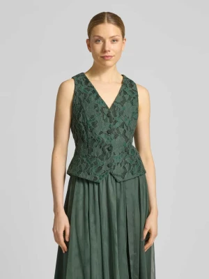 Kamizelka o kroju regular fit z obszyciem koronką V by Vera Mont