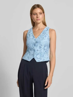 Kamizelka o kroju regular fit z obszyciem z koronki na całej powierzchni V by Vera Mont