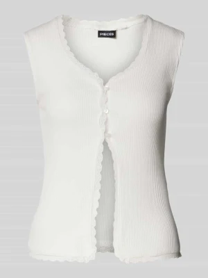 Kamizelka o kroju regular fit z prążkowaniem model ‘TIRADE’ Pieces