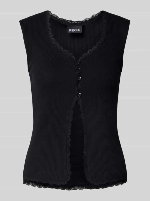 Kamizelka o kroju regular fit z prążkowaniem model ‘TIRADE’ Pieces