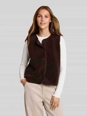 kamizelka o kroju regular fit z zatrzaskami Tom Tailor Ciemnobrązowy