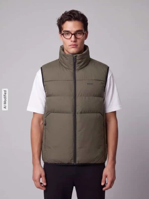 Kamizelka o kroju regular fit ze stójką model 'OW_Urbanex' Boss Ciemnozielony