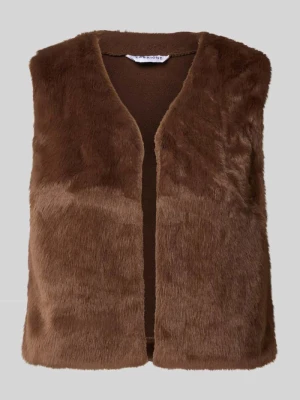 Kamizelka o kroju regular fit ze sztucznego futra w jednokolorowy design ZABAIONE Ciemnobrązowy