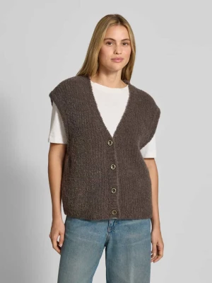 Kamizelka o kroju relaxed fit z domieszką wełny z alpaki model 'Zolly' American Vintage Ciemnobrązowy