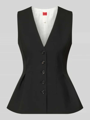 Kamizelka o kroju slim fit z dodatkiem wiskozy model 'Anena' Hugo Czarny