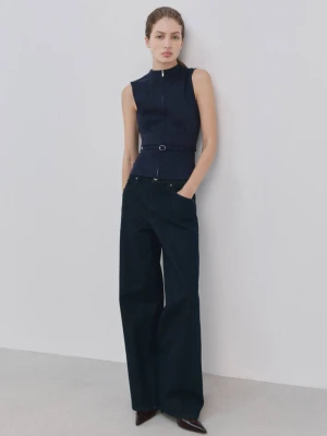 Kamizelka o taliowanym kroju na zamek ciemnogranatowy - Kobieta - - MANGO