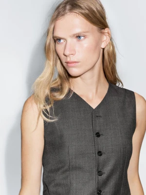 Kamizelka Od Garnituru Ze 100% Wełny - Szarobrązowy - - Massimo Dutti - Kobieta