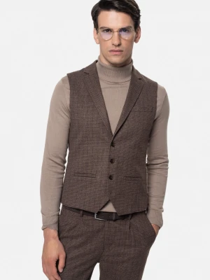 KAMIZELKA PERSANO SLIM FIT BRĄZOWA JEDNORZĘDOWA Recman