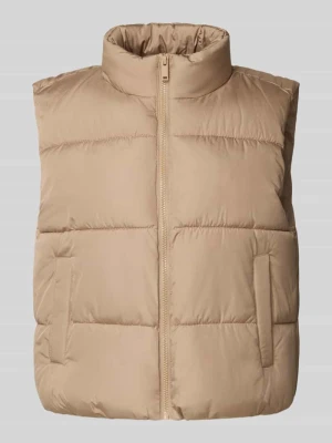 Kamizelka pikowana o kroju regular fit ze stójką model ‘BEE NEW’ Pieces