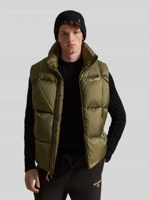 Kamizelka pikowana z detal z logo Polo Ralph Lauren Oliwkowy