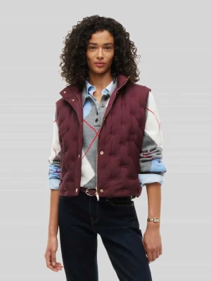 Kamizelka pikowana z graficzną podszewką Tommy Hilfiger Ciemnoczerwony