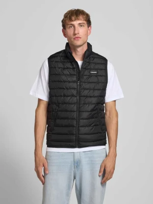 Kamizelka pikowana z kieszeniami zapinanymi na zamek błyskawiczny model 'ELVIS' Jack&Jones Czarny