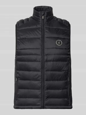 Kamizelka pikowana z kieszeniami zapinanymi na zamek błyskawiczny model 'KINGSLEY' Jack&Jones czarny