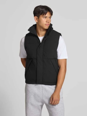 Kamizelka pikowana z ukrytym zamkiem błyskawicznym model 'SOHO BODYWARMER' Jack&Jones Czarny
