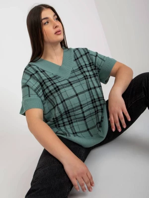 Kamizelka plus size mietowy casual dzianinowa dekolt w kształcie V bez rękawów Lakerta