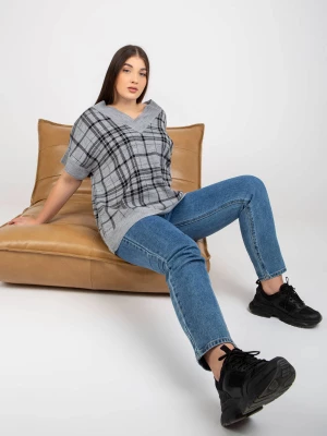 Kamizelka plus size szary casual dzianinowa dekolt w kształcie V bez rękawów Lakerta