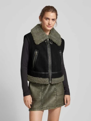 Kamizelka skórzana z bocznymi kieszeniami zapinanymi na zamek błyskawiczny Marc O'Polo DENIM