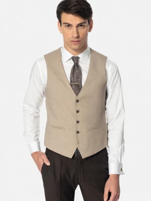 KAMIZELKA SOLURA SLIM FIT BEŻOWA JEDNORZĘDOWA Recman