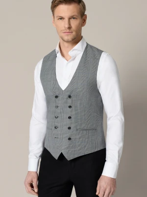 Kamizelka Szara Wełniana w Kratę Vilano Lancerto