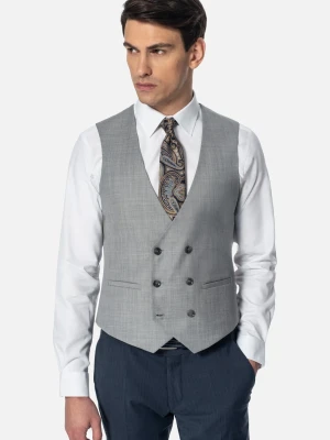 KAMIZELKA TELDE SLIM FIT SZARA DWURZĘDOWA Z WEŁNĄ Recman