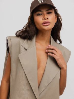 Kamizelka typu oversize w kolorze BEIGE- VICAR Marsala