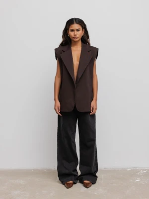 Kamizelka typu oversize w kolorze DARK CHOCOLATE- VICAR-UNI Marsala